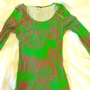 Venus Spring dress. Green and pink. Size M.
